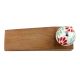 2 Pieces White Red Floral Crackle Ceramic Wooden Door Stopper